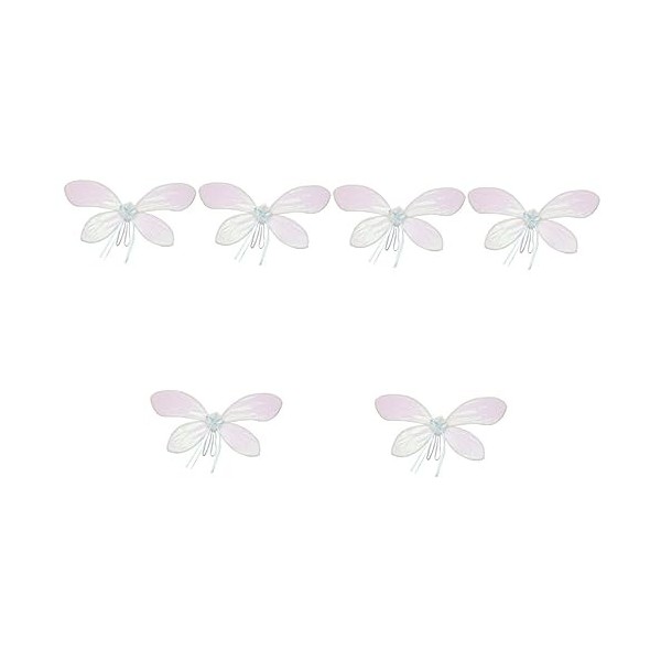 EXCEART 6 Pièces Coloré Papillon Ailes Halloween Décor Décor Fée Robe Papillon Habiller Costume Ailes Aile Organza Blanc Perf