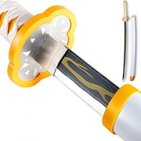 HASMI Slayer Wooden Sword Agatsuma Zenitsu Cosplay Accessoires Anime Ninja Katana Mannequin/76Cm/29.9In