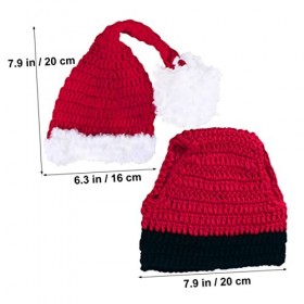 UKCOCO 2 Pièces Nouveau-Né Tenue De Noël Vêtements Nouveau-Né Accessoires Santa Tenue Tenue Photo Prop Tricoté Pantalon Chape