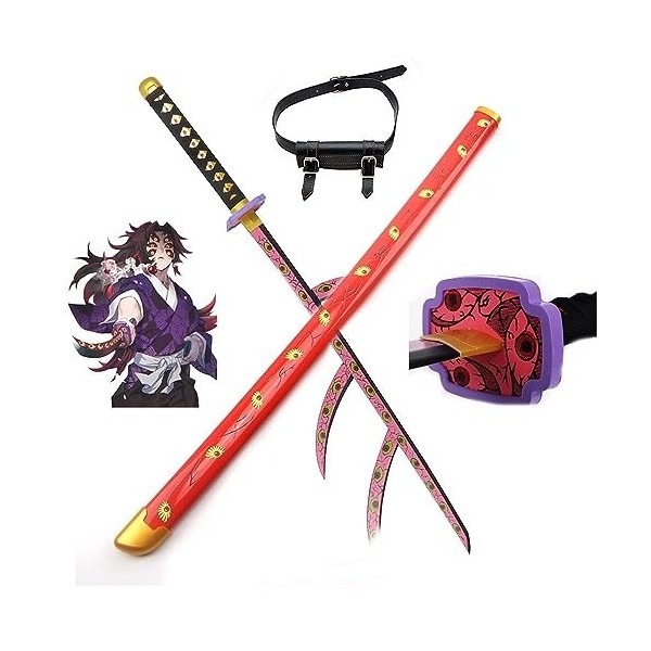 THIKK Démon Slayer épée Anime épées 104 cm Kokushibou épée Bambou Lame samouraï Katana avec Ceinture Enfants Cosplay Hallowee