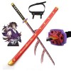 THIKK Démon Slayer épée Anime épées 104 cm Kokushibou épée Bambou Lame samouraï Katana avec Ceinture Enfants Cosplay Hallowee