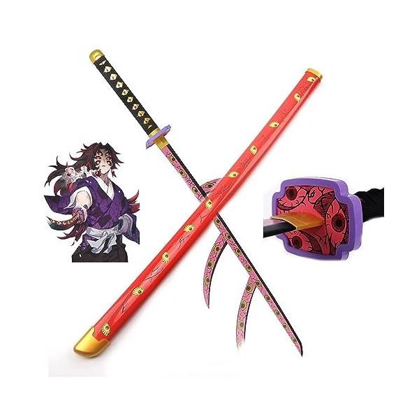 THIKK Démon Slayer épée Anime épées 104 cm Kokushibou épée Bambou Lame samouraï Katana avec Ceinture Enfants Cosplay Hallowee