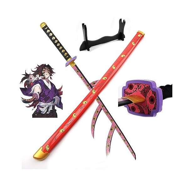 THIKK Démon Slayer épée Anime épées 104 cm Kokushibou épée Bambou Lame samouraï Katana avec Ceinture Enfants Cosplay Hallowee