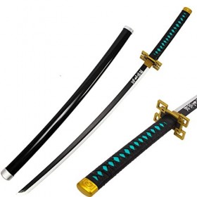 QAQWER Lame de Tueur de Démons Cos Samouraï Épée en Bois Accessoire Modèle Darme pour Les Amateurs Danime Accessoires de Co