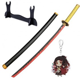 QAQWER Lame de Tueur de Démons Cos Samouraï Épée en Bois Accessoire Modèle Darme pour Les Amateurs Danime Accessoires de Co