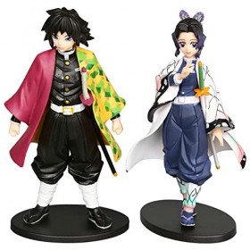 Hilloly 2 Pièces Demon Slayer Figurin,Demon Slayer Ornaments,Demon Slayer Figurine,Demon Slayer Figurine Gâteau,Anime Statue,