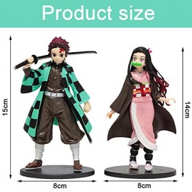 Hilloly 2 Pièces Demon Slayer Ornaments,Demon Slayer Figurine,Demon Slayer Figurin,Demon Slayer Figurine Gâteau,Anime Statue,
