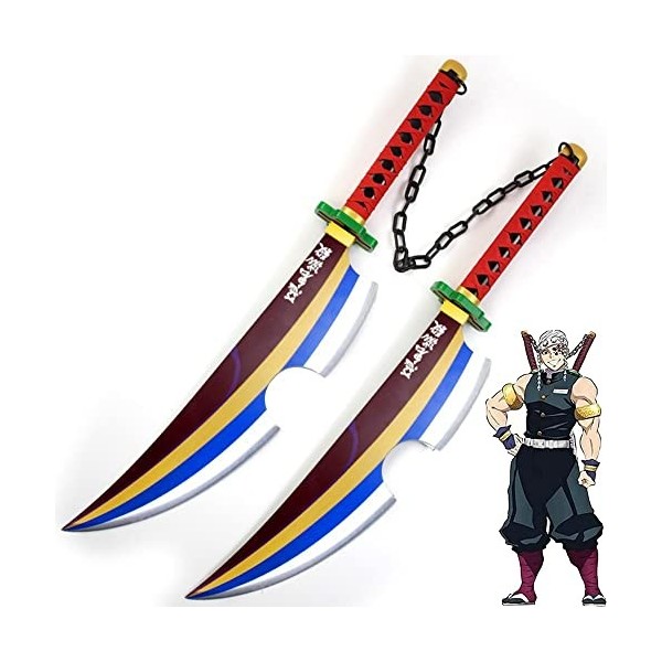 Katana Demon Slayer Cosplay Uzui Tengen Épée De Samouraï 80cm Sabre Japonais En Bois Epée Ninja Cosplay Anime Katana Accessoi