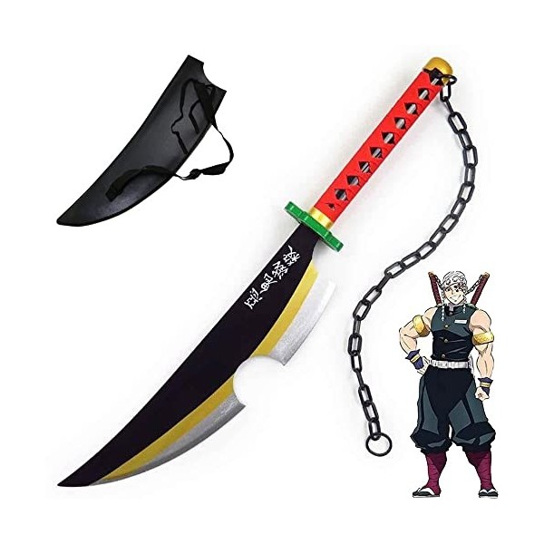 2 Pièces Ninja Katana Jouet, Anime Katana Demon Slayer Tengen Uzui Katana,  Accessoire De Cosplay Katana en Bois pour Anime, N