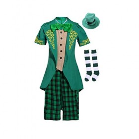 Amosfun Costume de Lutin Enfant Costume de Petit Lutin St. Accessoires de Fête de Patricks Taille L 130-140Cm 