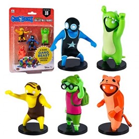 Toikido- P.M.I. Gang Beasts Collectible Figures-5 Pack-Including 1 Rare Hidden Character S1 , GB2040