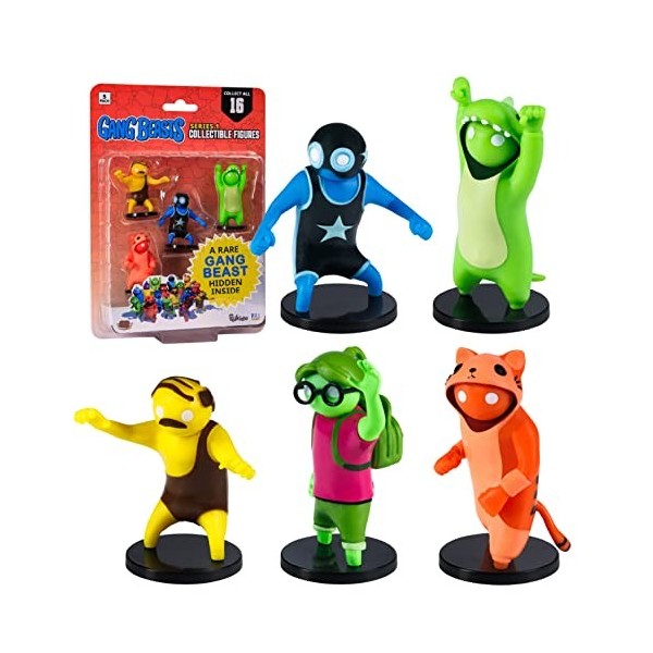 Toikido- P.M.I. Gang Beasts Collectible Figures-5 Pack-Including 1 Rare Hidden Character S1 , GB2040