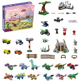 TopBrixx Calendrier de lAvent 2022, Jeu de construction de 24 dinosaures, 12 modèles de dinosaures + 12 décoration + 1 modèl