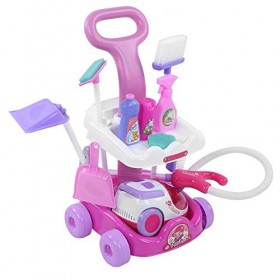 Chariot de nettoyage jouet, jouet de jeu de rôle ménage préscolaire semblant de jeu de balayage ensemble de jeu de nettoyage 