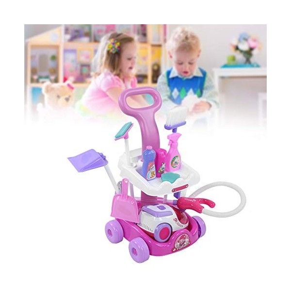 Chariot de nettoyage jouet, jouet de jeu de rôle ménage préscolaire semblant de jeu de balayage ensemble de jeu de nettoyage 