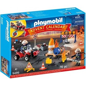 Playmobil Calendrier de lAvent Pompiers Incendie Chantier, Coloré, Taille Unique