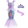 Foanja Fille Déguisement Petite Sirène Princesse Ariel Paillettes Robe et Accessoires Cosplay Halloween Noël Carnaval Anniver