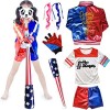 Foanja Harley Déguisement Costume 10 pièces Set Femme Fille Halloween Dress Harley Zippée Veste T-Shirt Pantalon et Gants Har