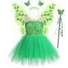 Costume de clochette pour enfant fille sans manches princesse tutu robe en tulle+papillon ailes de fée boîte à déguisement, H