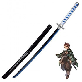 Uvency Black Anime Katana, 104 Cm de Épée de Samouraï Japonais, Modèle DArme de Cosplay de Slayer Kamado Tanjirou, Pour Des 
