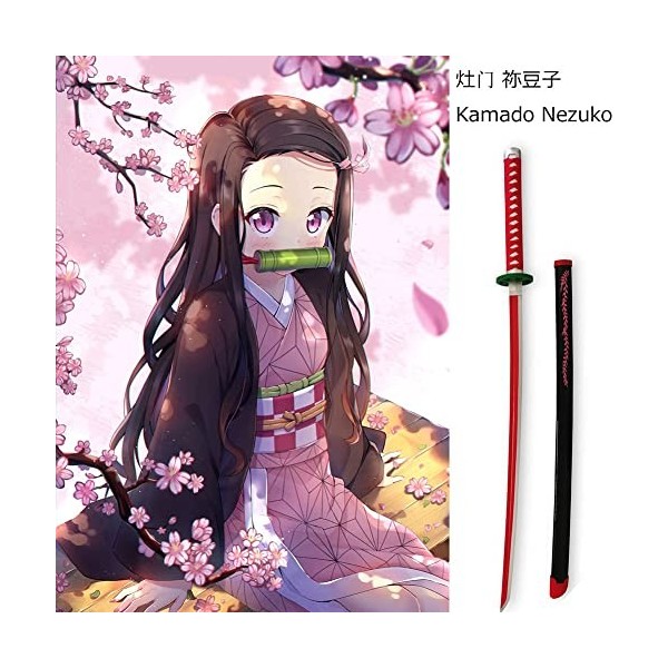 YPDHUA Sword Slayer s Lame Cos En Bois Katana Japonais, Jeu de Rôle Des Accessoires Modèle DArme Anime Noir Samurai Ninja J