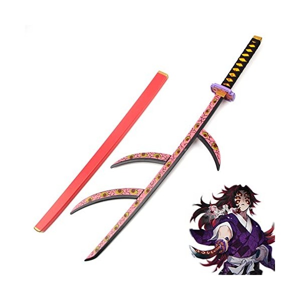 HBCH Demon Slayer Epee 104cm Kokushibou Demon Slayer Katana Lame en Bois Kimetsu No Yaiba Sabre Jeux De RôLe DAnim Arme Acce