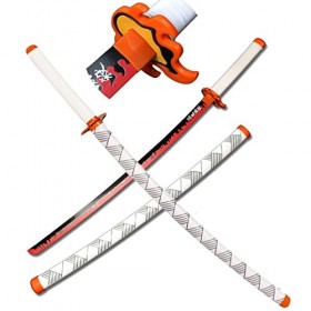 Épée De Samouraï en Bois, Épée De Rengoku Kyoujurou, Lame De Tueur De Démons, Jouet Darme Japonais Katana pour Les Amateurs 