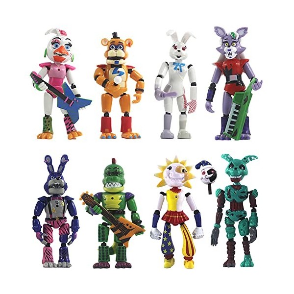 FNAF Lot de 3 figurines daction de sécurité Brèche de sécurité Game Five Nights Bonnie Wolf Chica Soleil Lune Figurines en P