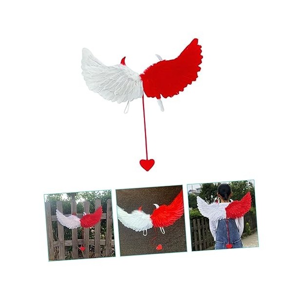 Abaodam 5 Pièces Ailes Costume Femmes Ailes Pour Cosplay Ailes Adulte Costume Halloween Accessoires Rouge Femmes Robe Blanc F