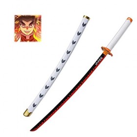 Dcrtiv Arme Accessoire pour épée Cosplay Demon of Slayer, Katana en Bois avec épée Agatsuma Zenitsu Fourreau pour Le Cadeau d