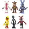 Jiumaocleu Five Nights Lot de 6 figurines de jeu Bonnie/Renard/Sœur Figurine daction dhorreur Joints mobiles pour enfants A