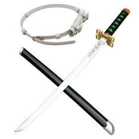 Uvency Slayer Katanas Avec Ceinture, Épée de Samouraï Anime, Accessoires DArmes En Bois, Tokitou Muichirou -Taille 75/100Cm 