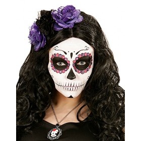 COOLMP Lot de 6 - 40 Strass Violets et Roses Adulte Dia de Los Muertos - Taille Unique - Maquillage de fête, Cheveux, Peau, l