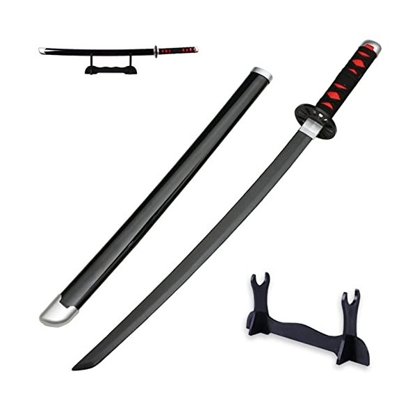 HASMI Modèle de Katana En Bois Une Pièce, Anime Démon de Démon Tanjiro Accessoires Accessoires Samurai Sword Decorative Arme 
