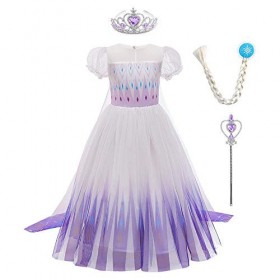 Filles Elsa 2 Robe Princesse Costume Glace Reine des Neiges Déguisement Flocon de Neige Tulle Robe Accessoires Tenues Enfants