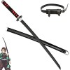 HASMI Épée de Jouet En Bois Japonais Anime Démon Tueur Tanjiro Accessoires de Cosplay Katana Ninja Arme Modèle Avec Ceinture/
