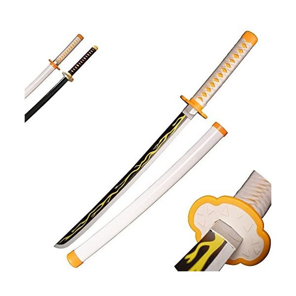 Gaiev Lame Bambou Cosplay Anime épée,Tueur de démons Agatsuma Zenitsu Katana,Ninja Arme Accessoire de Collection Pleine Longu