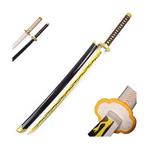 Gaiev Lame Bambou Cosplay Anime épée,Tueur de démons Agatsuma Zenitsu Katana,Ninja Arme Accessoire de Collection Pleine Longu