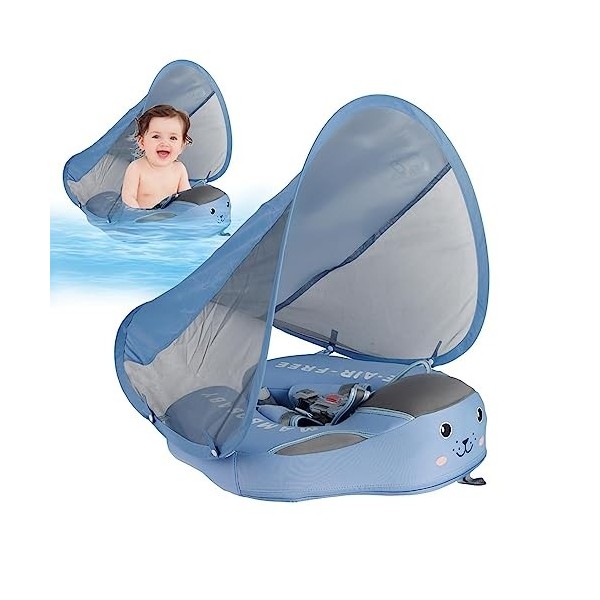 Piscine pour Bébé avec Auvent Protection Solaire UPF50+,Pas Daccessoires Piscine À Boucle Sécurité Amovible pour Bébé 3 À 24