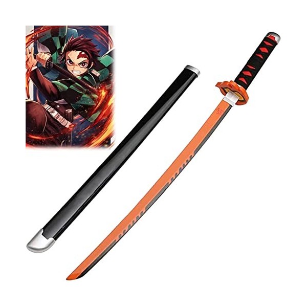 Générique Kamado Tanjirou Épée avec Fourreau 80/104 cm Katana pour Fan de Cosplay Anime Japonais, Accessoires Arme de Cosplay