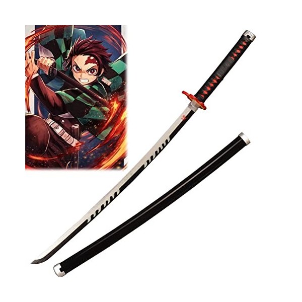 Générique Kamado Tanjirou Épée avec Fourreau 80/104 cm Katana pour Fan de Cosplay Anime Japonais, Accessoires Arme de Cosplay