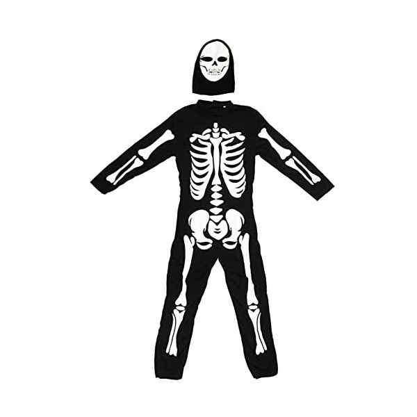 LINGJIONG 4 Pcs Costume de squelette dHalloween, Costume Halloween Squelette Cosplay pour Garçons Filles, Halloween Party Su