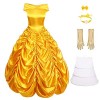 OBEEII Femme Robe de Princesse Belle Fancy Dress Up Déguisement Adulte Halloween Carnaval Costume Cosplay La Belle et la Bête