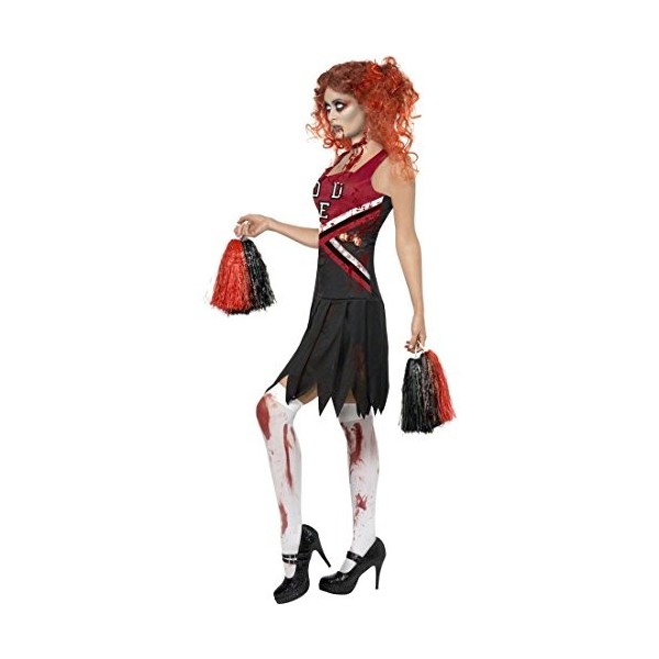 NET TOYS Tenue de Pompom Girl pour Halloween Costume de Cheerleader Rouge et Noir Taille L 44/46 Horreur Tenue décolière Zom