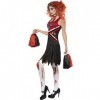 NET TOYS Tenue de Pompom Girl pour Halloween Costume de Cheerleader Rouge et Noir Taille L 44/46 Horreur Tenue décolière Zom