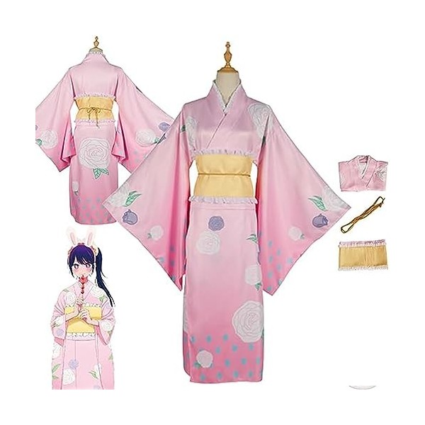 LCARY Costume Oshi No KO, Kimono de Style Japonais Hoshino AI, déguisement dhalloween Oshi No KO Hoshino AI Costume de fête 