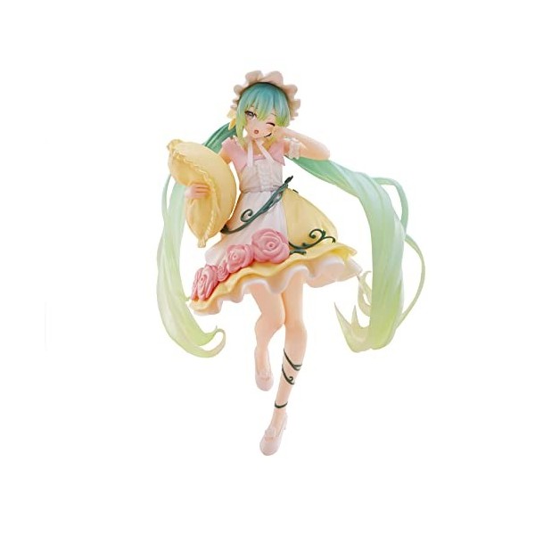 Jaycheen Miku Figurine daction Anime Personnage Miku Rose 15 cm Figurine PVC Position assise Modèle statique Ornement Jouet 