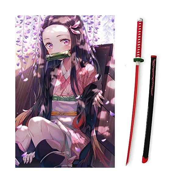 WXJP Katana Japonais en Bambou Arme Épée De Samouraï Accessoires Jouet Cosplay Demon Slayer Kamado Nezuko, Tsuyuri Kanao, 104