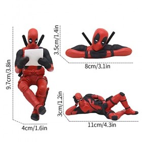 ZKTSRY Lot de 3 accessoires de voiture Deadpool - Figurines animées classiques pour la maison, la voiture, le bureau et les d