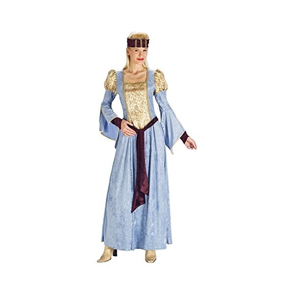 Costume dElbe médiéval pour femme Isabell – Robe longue avec voile – Déguisement historique de cinéma théâtre carnaval - Ble